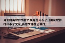 用友财务软件为什么预算打印不了（用友软件打印不了凭证,其他文件都正常打）