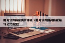 财务软件损益类有哪些（财务软件期间损益结转公式设置）