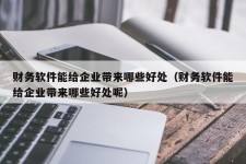 财务软件能给企业带来哪些好处（财务软件能给企业带来哪些好处呢）