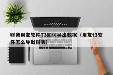 财务用友软件T3如何导出数据（用友t3软件怎么导出报表）