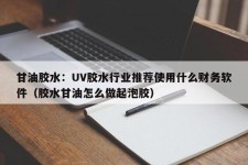 甘油胶水：UV胶水行业推荐使用什么财务软件（胶水甘油怎么做起泡胶）