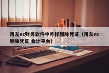 用友nc财务软件中咋样删除凭证（用友nc删除凭证 会计平台）