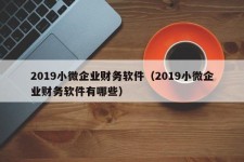 2019小微企业财务软件（2019小微企业财务软件有哪些）