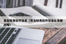 用友财务软件信息（用友财务软件信息化发展战略）