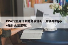 PPA行业用什么财务软件好（财务中的ppe是什么意思啊）