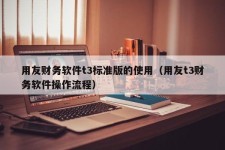 用友财务软件t3标准版的使用（用友t3财务软件操作流程）