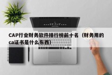 CAP行业财务软件排行榜前十名（财务用的ca证书是什么东西）